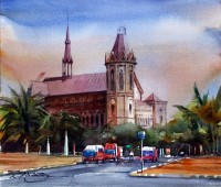 Sarfraz Musawir, Watercolor on Paper, 13x15 Inch, Cityscape Painting, AC-SAR-062
